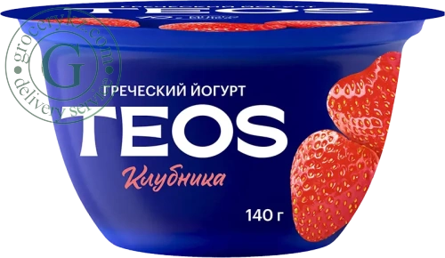 TEOS greek yogurt, strawberry, 2%, 140 g