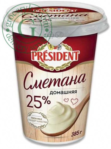 President sour cream, 25%, 385 g President sour cream, 25%, 385 g