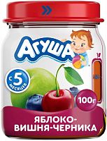 Agusha baby puree, apple, cherry and blueberry, 100 g
