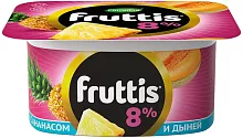 Fruttis yogurt, 8%, pineapple and melon, 115 g