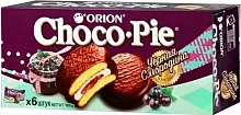 Orion Choco Pie (6 in 1), black currant, 180 g