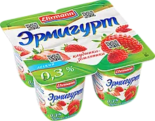 Ermigurt yogurt, strawberry, 0.3%, 4 in 1, 400 g