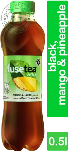 Fuse-Tea black ice tea, mango and pineapple, 0.5 l