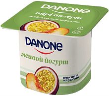 Danone yogurt, peach and passion fruit, 120 g