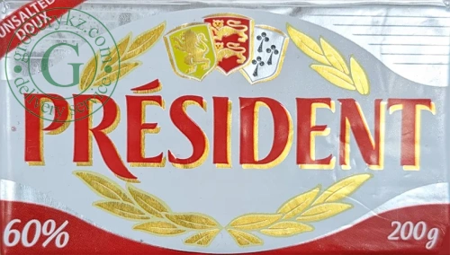 President unsalted butter, 60%, 200 g President unsalted butter, 60%, 200 g