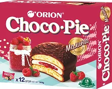 Orion Choco Pie (12 in 1), raspberry, 360 g