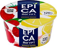 Epica yogurt, raspberries and lemon, 130 g
