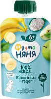 Frutonyanya baby puree, apple, banana, cottage cheese, 90 g