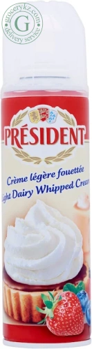 President whipped dairy cream, 250 g President whipped dairy cream, 250 g