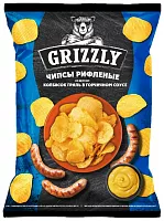 Grizzly potato corrugated chips, grilled sausages in mustard sauce, 55 g