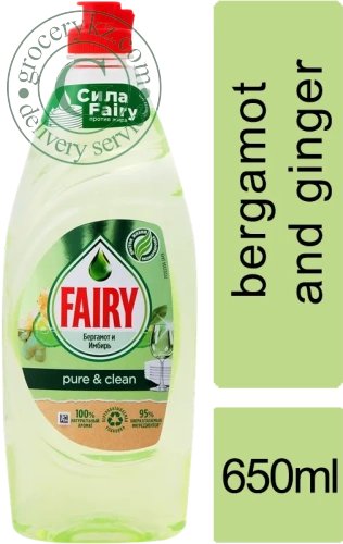 Fairy Pure and Clean dish washing liquid dish soap, bergamot and ginger, 650 ml