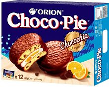 Orion Choco Pie (12 in 1), chocochip and orange , 360 g